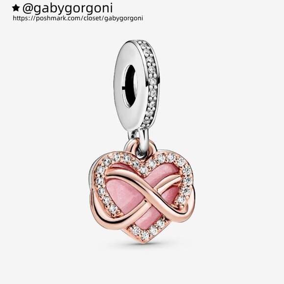 Pandora Sparkling Infinity Heart Dangle Charm - Picture 1 of 7